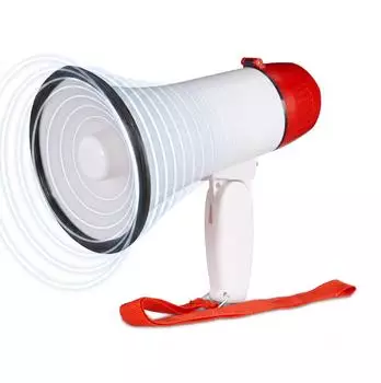 Relaxdays Mini-Megaphon 10W, 200m Reichweite, 4 C-Batterien