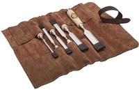 Stechbeitelsatz 6,10,12,16,20,26mm Wei&szlig;buchenh.6-tlg.Ledertasche KIRSCHEN