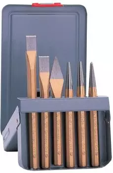 Rennsteig Werkzeugsatz Mei&szlig;el, K&ouml;rner & Durchtreiber, Metallkassette 6-tlg. (421 002 0)