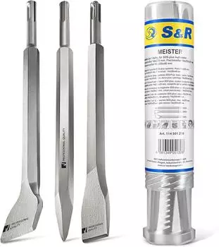 S & R Bohrhammer Mei&szlig;el-Set SDS-plus, 3-teilig (Flachmei&szlig;el, Fliesenmei&szlig;el, Spitzmei&szlig;el)
