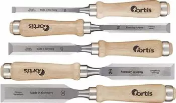 Fortis Stechbeitel-Satz mit Holzheft, 5-tlg.