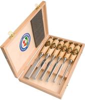 N Stechbeitel-satz 6,10,12,16,20,26 Mm Wei&szlig;buchenheft Ulmer Form 6-teilig - Kirsche