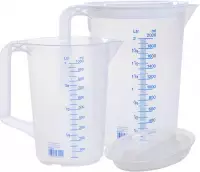 Messkannenset 1x 1000, 1x 2000 Ml Polypropylen Transparent Dxhmm Griff Geschlossen