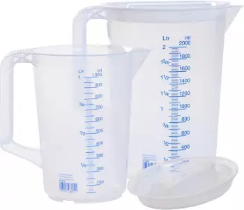 H&uuml;nersdorff Messkannenset 2-tlg., 1000ml und 2000ml, Polypropylen transparent, geschlossener Griff (936790)