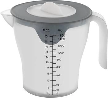 Metaltex Rührbecher mit Deckel und Ausgießer, integriertes Sieb und Anti-Rutsch Boden, 1,5L (252613000)