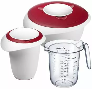 Westmark Backset 3-tlg., Rührschüssel 2,5l + Quirltopf 1l + Messkanne, rot (315322E7)