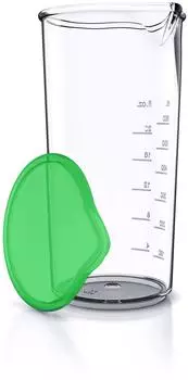 Arendo Messbecher 600ml, transparent, mit Verschlusskappe