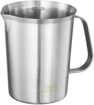 LuxusKollektion Messbecher Edelstahl 1000ml mit Griff und Ausguss