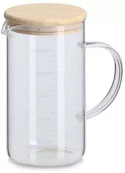 Zeller Messbecher MALTE mit Bambusdeckel, Glas, 1000ml (19676)