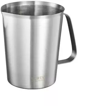 LuxusKollektion Messbecher Edelstahl 1500ml mit Griff und Ausguss