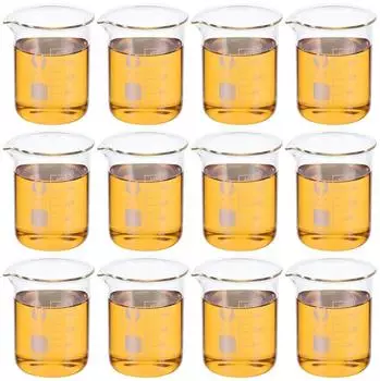 LuxusKollektion Glasbecher 200ml, niedrige Form, Borosilikat 3.3, 12er-Pack (mit Ausgießer)