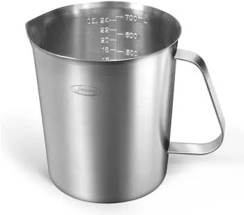 LuxusKollektion Messbecher Edelstahl 700ml, 3 Messskalen (ML, OZ, Cup)