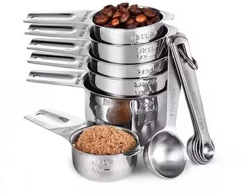 LuxusKollektion Messbecher & Löffel Set 12-teilig, 18/8-Edelstahl, stapelbar