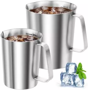 LuxusKollektion Messbecher 2er-Set, Edelstahl, 500ml & 1000ml, silber