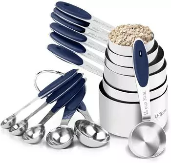 LuxusKollektion Messbecher & Messlöffel Set 12-tlg., mitternachtsblau, 18/8 Edelstahl