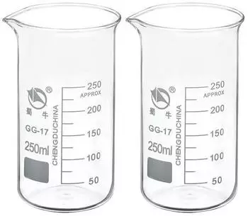 Gerster Becherglas 250ml Borosilikatglas mit Skala und T&uuml;lle, 2er-Set