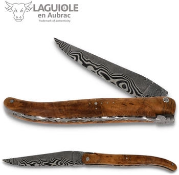 Laguiole en Aubrac Messer 12 cm - Griff Teakholz - Edel Damast Klinge Frankreich