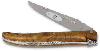 Laguiole en Aubrac Perle - Messer 12 cm - Volles Teakholz - Verzierte Platinen