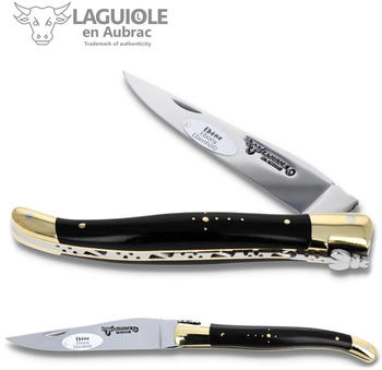 Laguiole en Aubrac 12 cm Griff Ebenholz - Messing Stahl glänzend