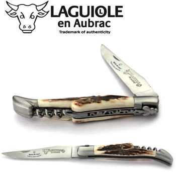 Laguiole en Aubrac Hirschhorn Korkenzieher L0312BCIF 12 cm Messer