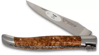 Laguiole en Aubrac 12cm Griff Esche Maserholz - Platine verziert