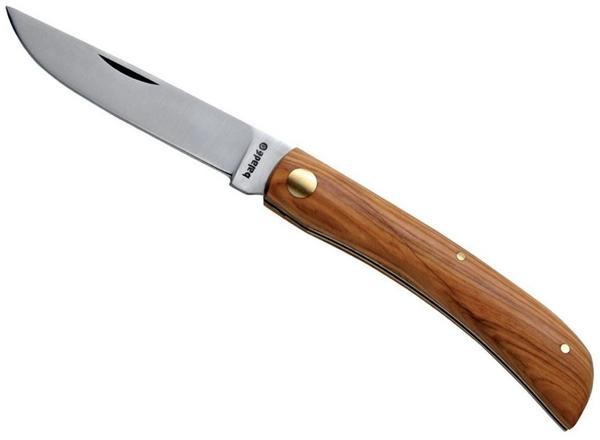 Baladéo Terroir-Messer, Rostfreier Stahl 420, Nagelhau, Slipjoint, Olivenholz-Griffschalen, Messingnieten Taschenmesser