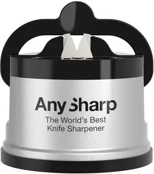 AnySharp Messerschärfer Freihändig PowerGrip Saugnapf, Silber (ASKSSIL)