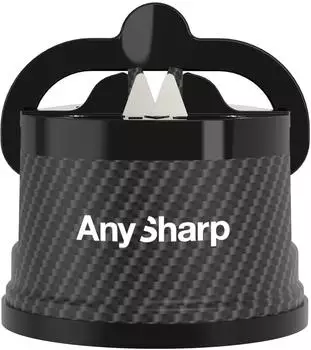 AnySharp Classic Messerschärfer PowerGrip Saugnapf, Carbon Fibre (ASKSCARBON)