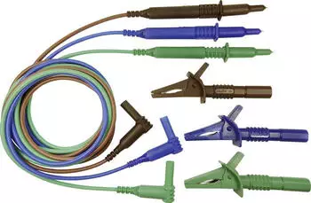 Cliff Sicherheits-Messleitungs-Set 4mm Stecker 1.5m Blau/Gr&uuml;n/Braun (CIH29915)