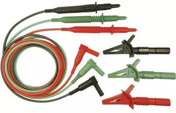 Cliff Sicherheits-Messleitungs-Set Stecker 4mm Pr&uuml;fspitze 1,5m Gr&uuml;n/Rot/Schwarz (CIH29916)