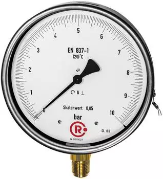 Riegler Feinmessmanometer G 1/2 radial unten, 0-250,0 bar, &Oslash; 160 (1172-R)