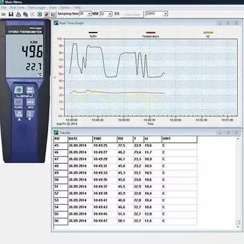 PCE Instruments Thermo-Hygrometer bis 60&deg;C, Taupunkt, 16000 Messwertspeicher (PCE-330)