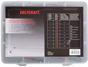 Voltcraft Krokodilklemmen-Set schwarz, rot 230mm, 42-teilig (1417395)
