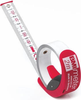 BMI BMImeter Taschenbandmaß 2m x 16mm mit Stopper und Gürtelclip weiß (429241021)
