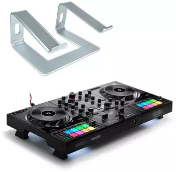 Hercules DJControl Inpulse 500 DJ-Controller mit Laptopständer, silber (inp500-rs102s)