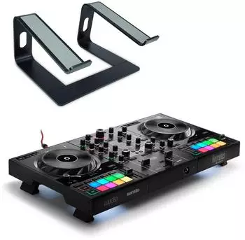 Hercules DJControl Inpulse 500 DJ-Controller mit Laptopständer, schwarz (inp500-rs102bk)