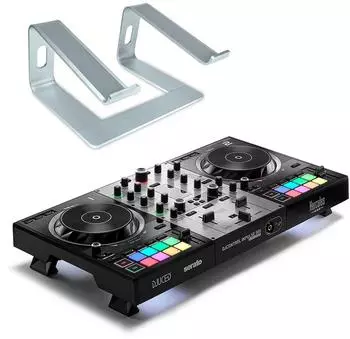 Hercules Inpulse 500 Silver Edition DJ-Controller mit Laptopständer (inp500sl-rs102s)