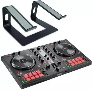 Hercules DJControl Inpulse 300 MK2 2-Deck DJ-Controller mit Laptopständer (inp300mk2-rs102bk)
