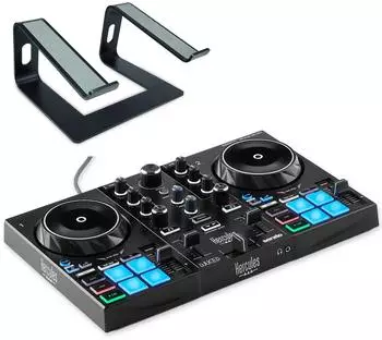 Hercules DJ Control Inpulse 200 MK3 DJ-Controller mit Laptop-Stativ, schwarz (inp200mk3-rs1012bk)