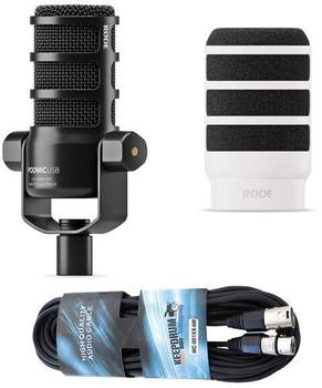 Rode PodMic USB + WS14 weiß + Kabel
