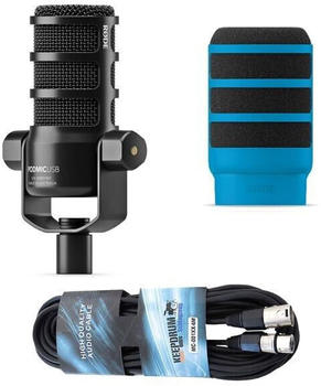 Rode PodMic USB schwarz + WS14 blau + Kabel