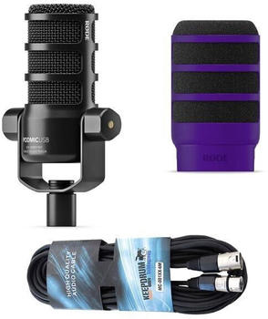 Rode PodMic USB schwarz + WS14 lila + Kabel