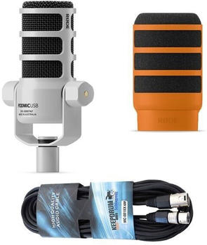 Rode PodMic USB weiß + WS14 orange + Kabel