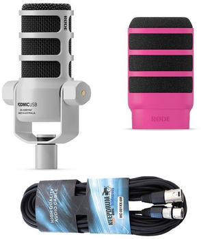Rode PodMic USB weiß + WS14 pink + Kabel