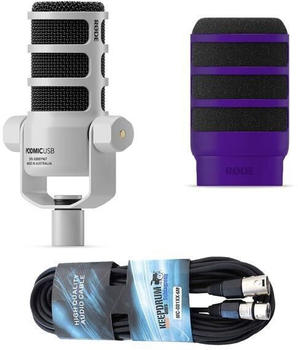 Rode PodMic USB wei&szlig; + WS14 lila + Kabel
