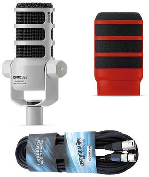 Rode PodMic USB wei&szlig; + WS14 rot + Kabel