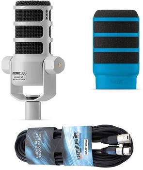 Rode PodMic USB wei&szlig; + WS14 blau + Kabel