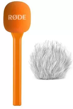 Rode Interview Go Orange mit Fell-Windschutz