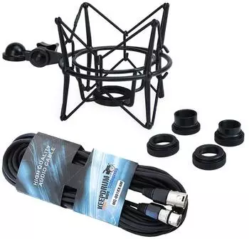Keepdrum MS090B Mikrofon-Spinne, schwarz, mit XLR-Kabel (ms090b-xlr)