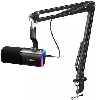 Maono PD100XS dynamisches USB/XLR-Mikrofon mit Gelenkarm, schwarz (PD100XS Black)